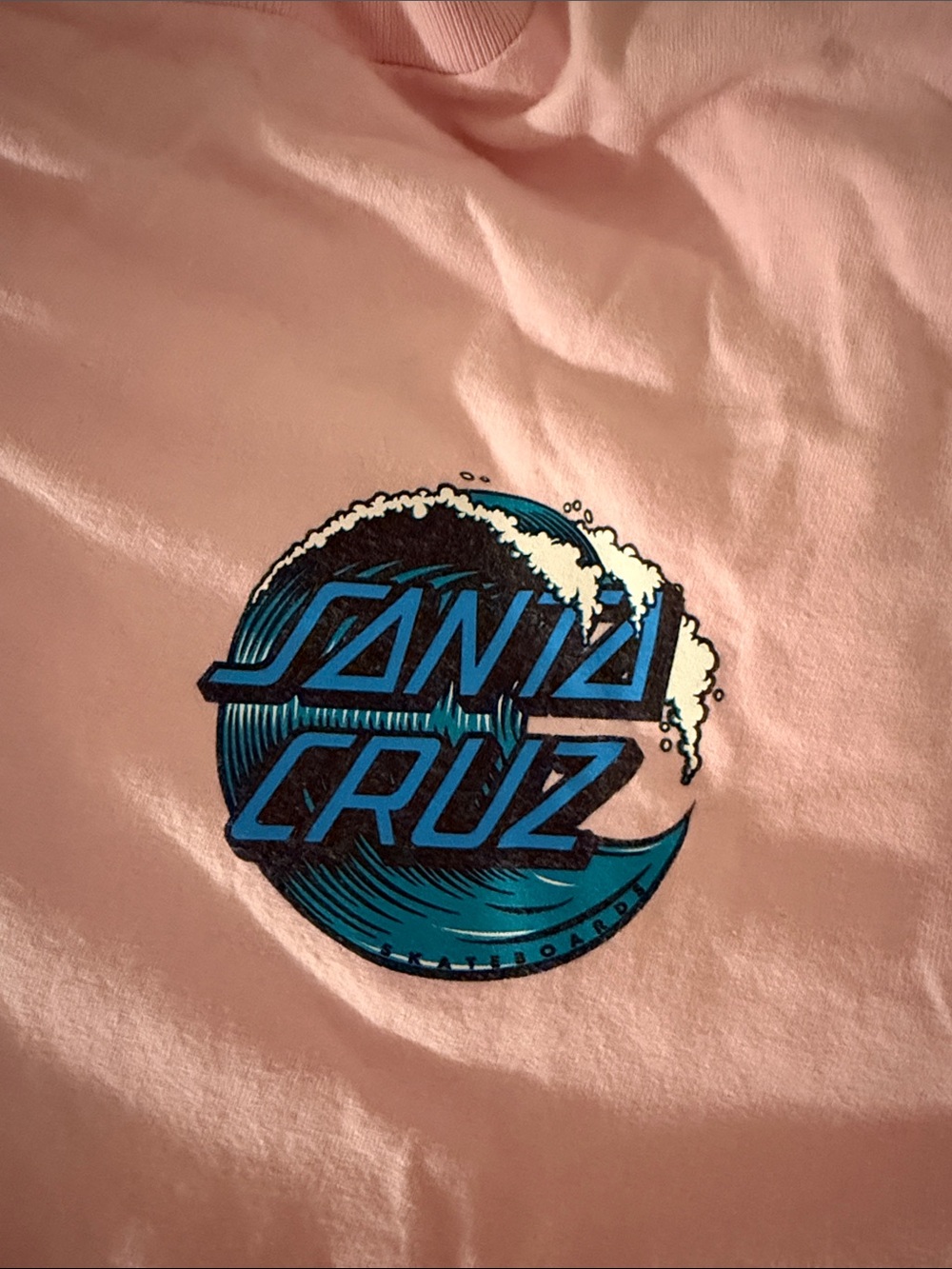 Santa Cruz Skateboards Pale Pink Tee with Blue Logo - Picture 2 of 3
